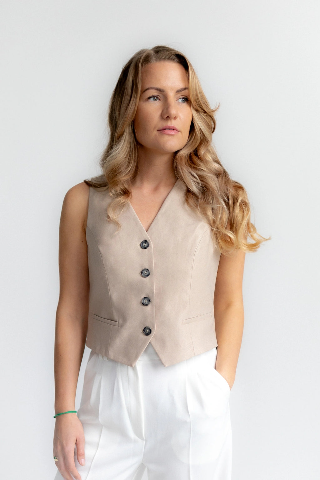 Liv Waistcoat Cream main image 0