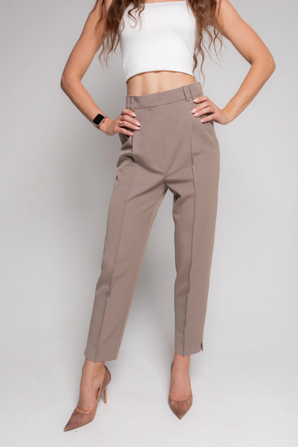 Taupe Dress Pants for Women - ETANNA Taupe Dress Pants for Women - ETANNA
