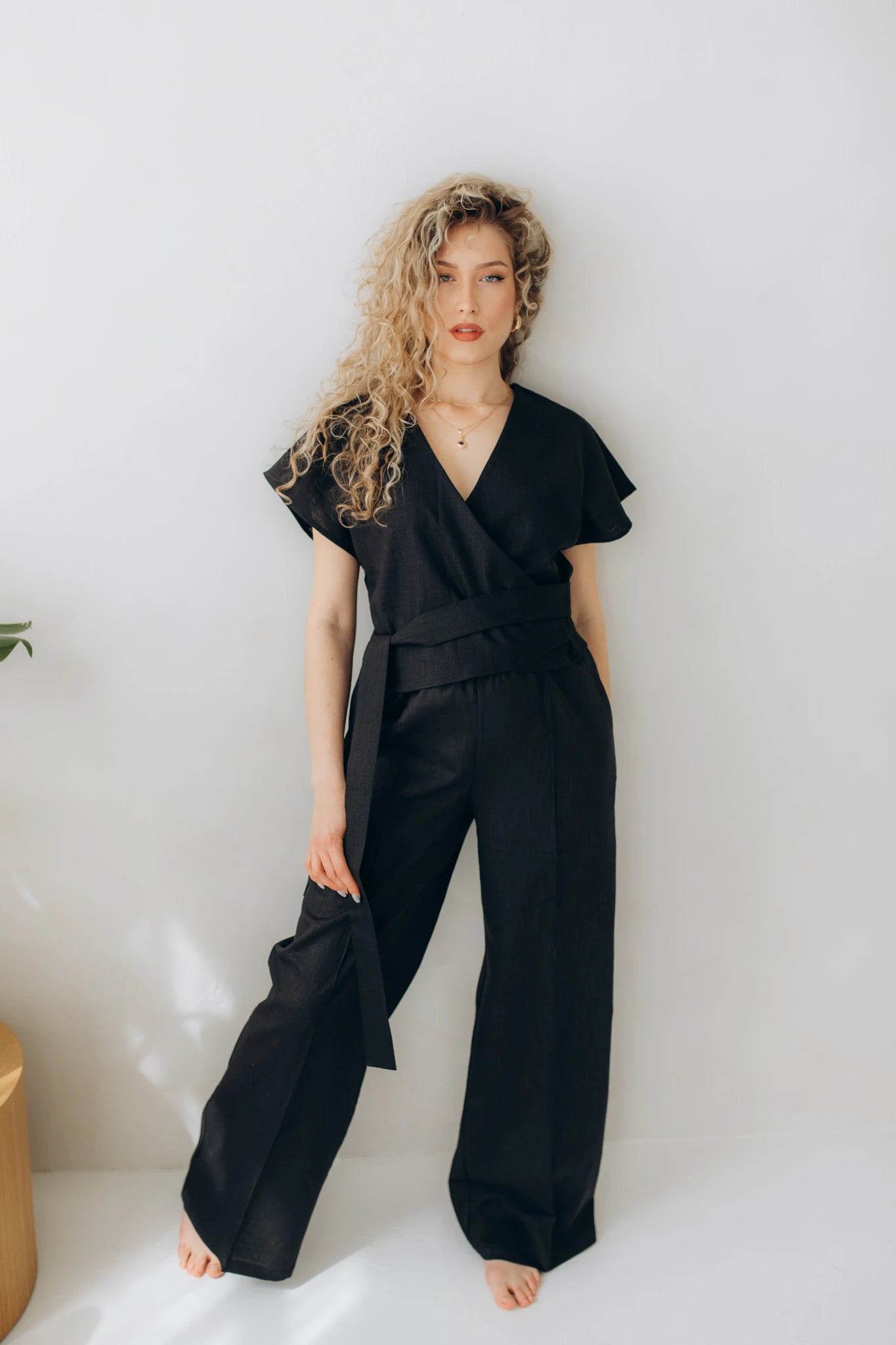 Black linen pants