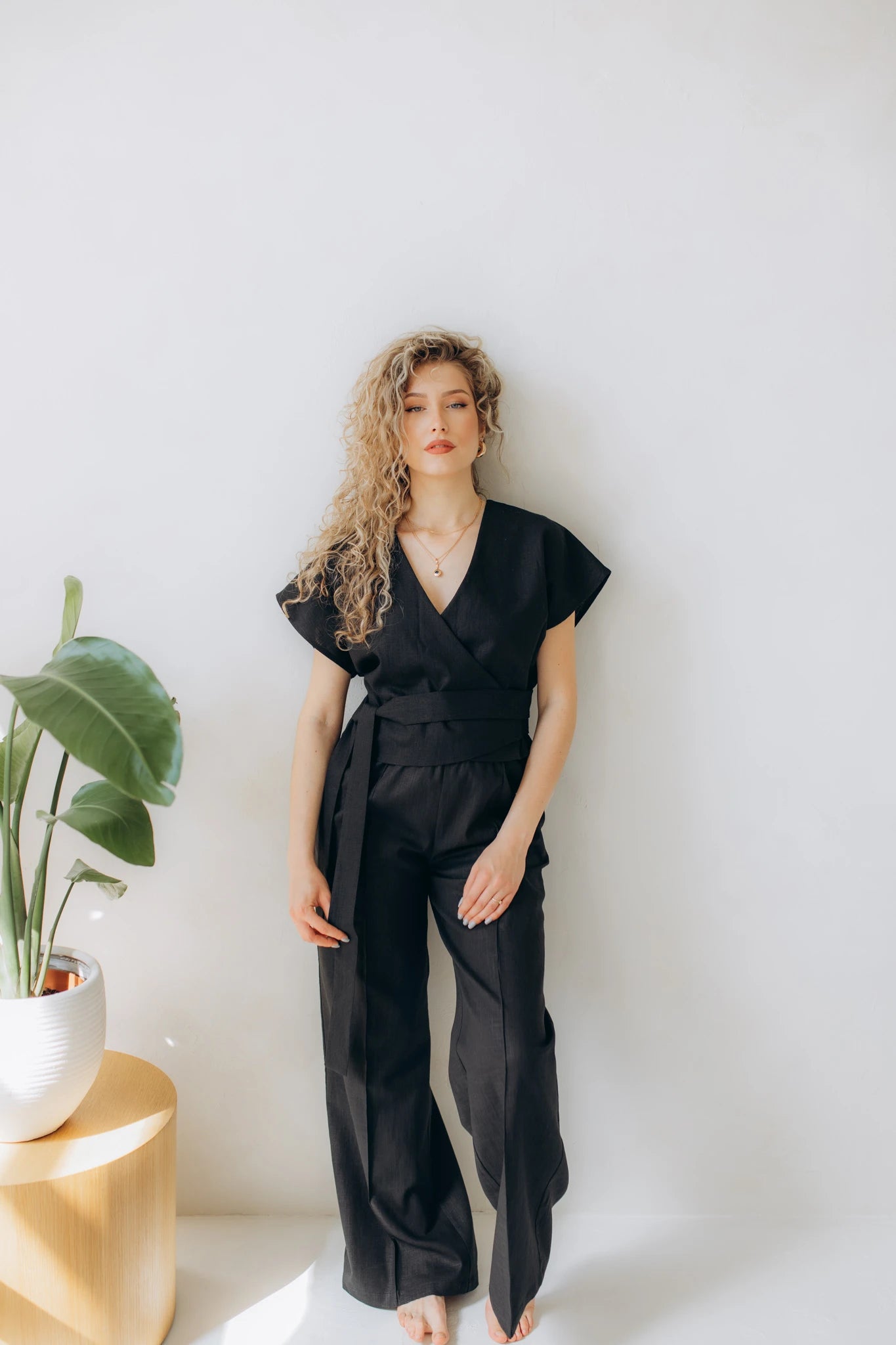 Black linen top