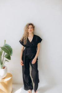 Black linen top