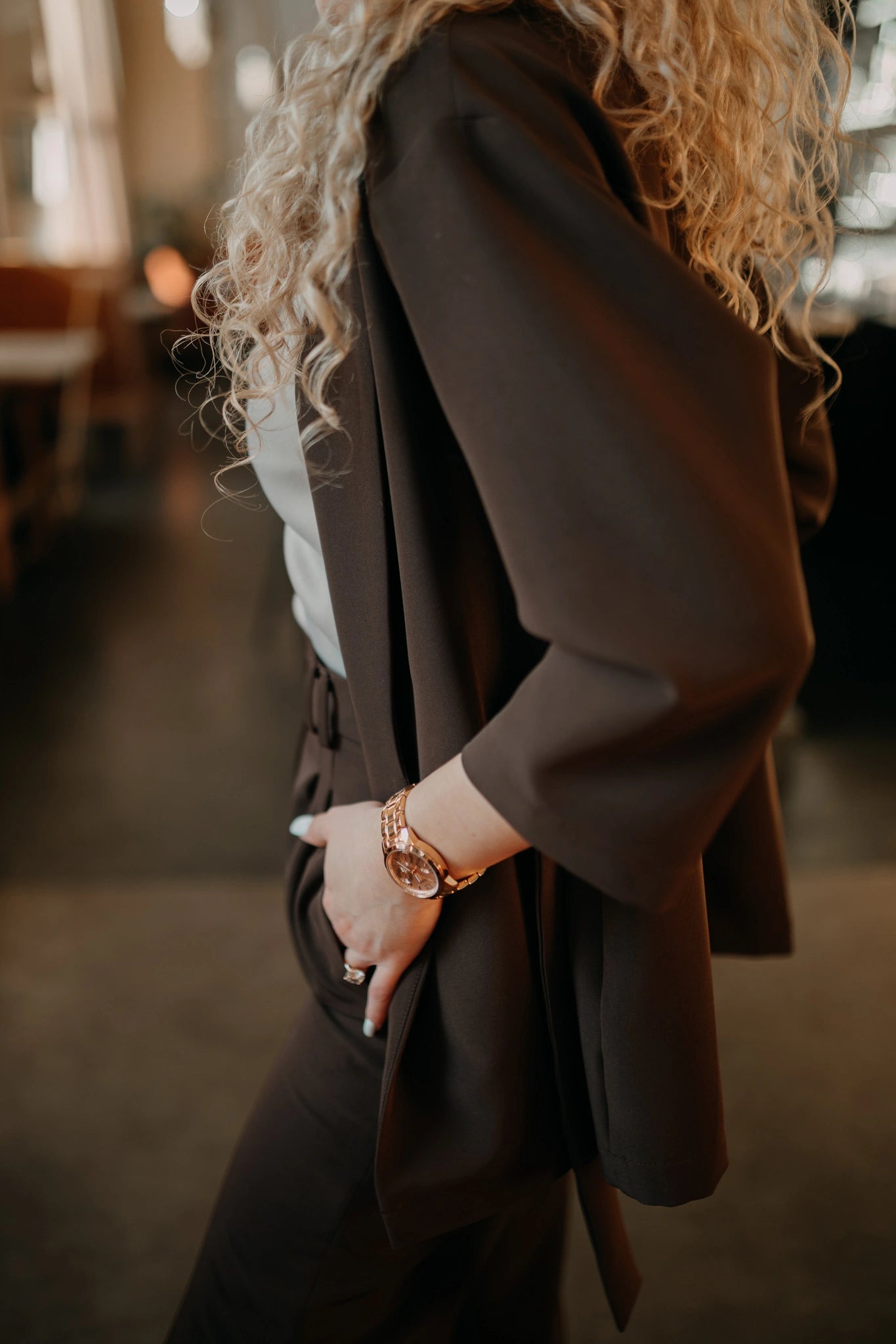 Brown blazer with belt