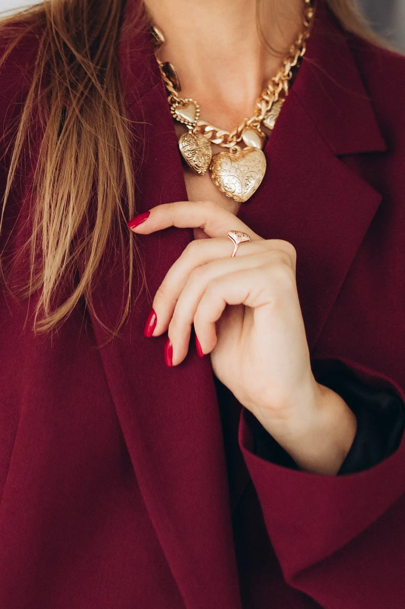 Burgundy blazer for ladies