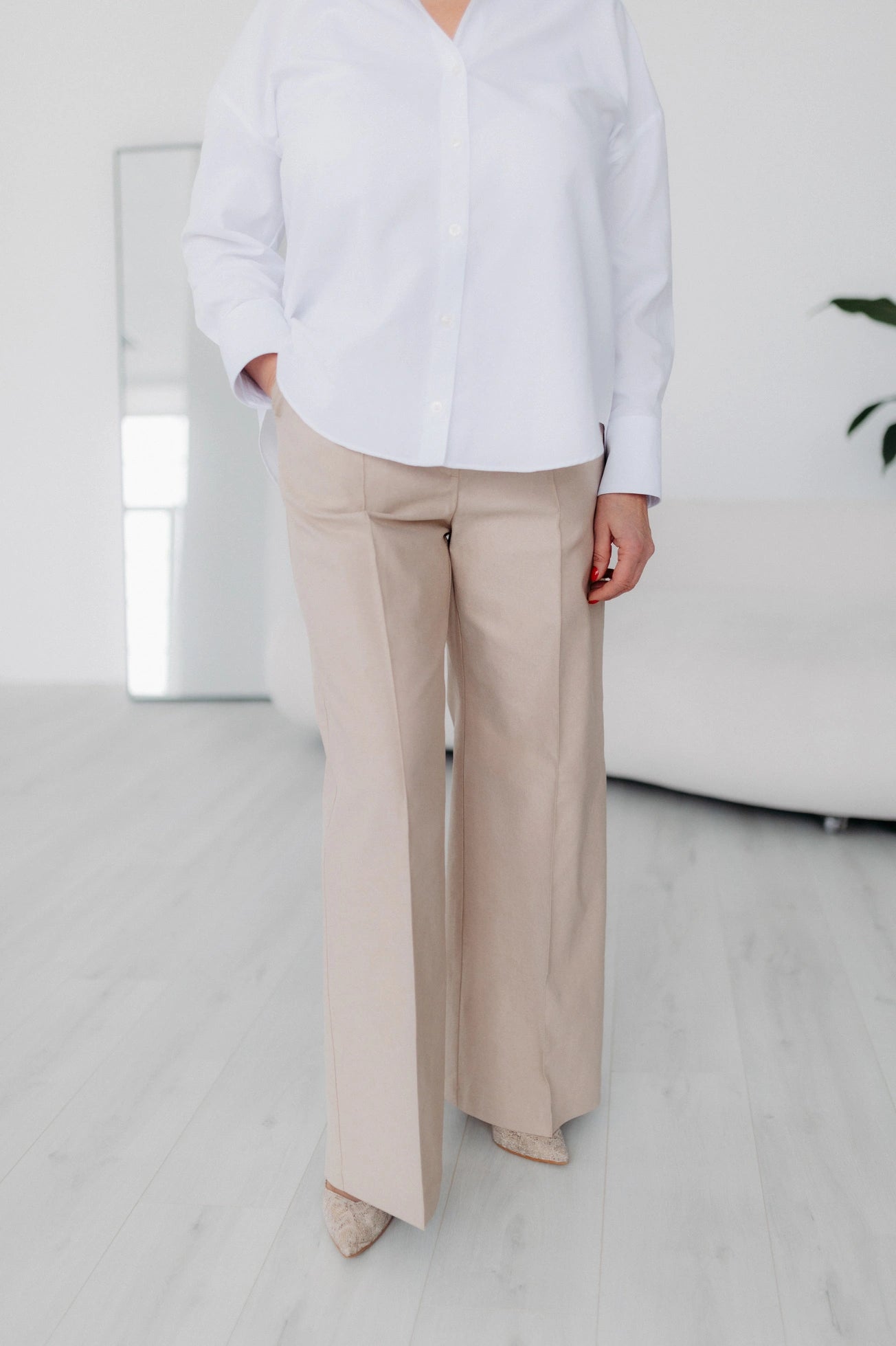 Cream trousers for women