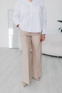 Cream trousers for women