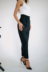 High waisted black trousers