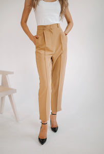 High waisted camel trousers