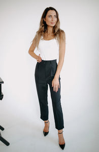 High waisted ladies black trousers