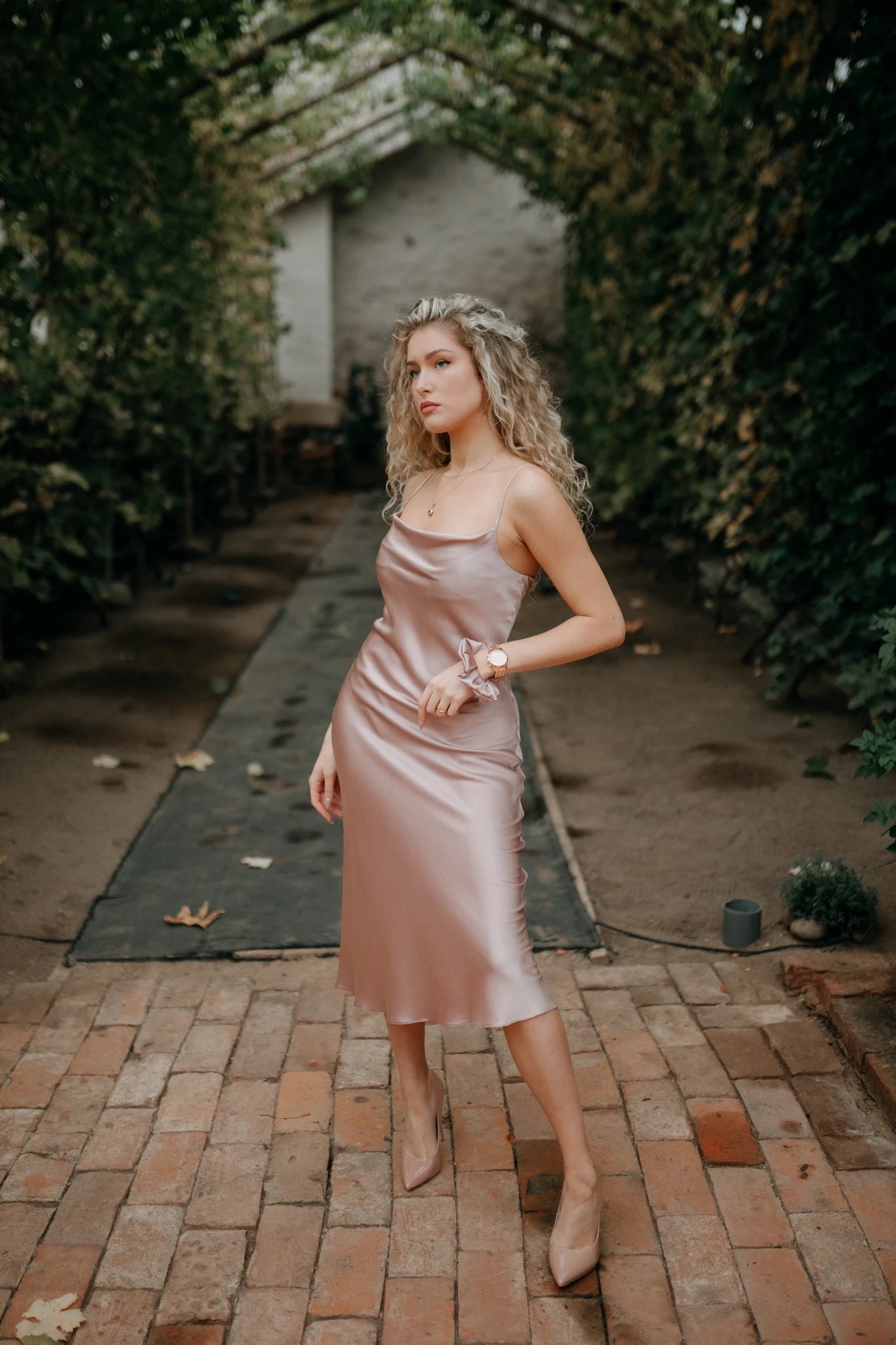 Light Pink Silk Slip Dress - ETANNA Light Pink Silk Slip Dress - ETANNA