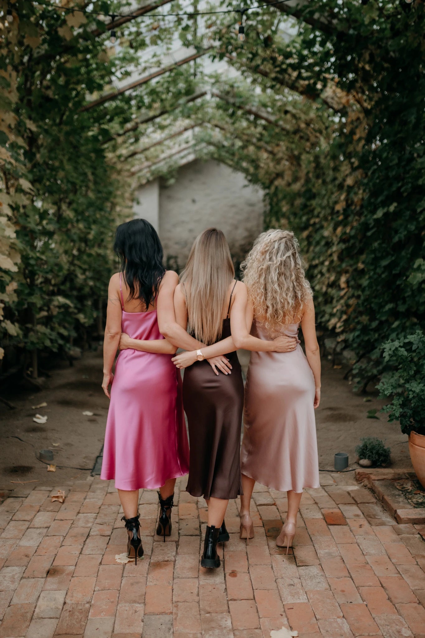 Hot pink silk slip dress