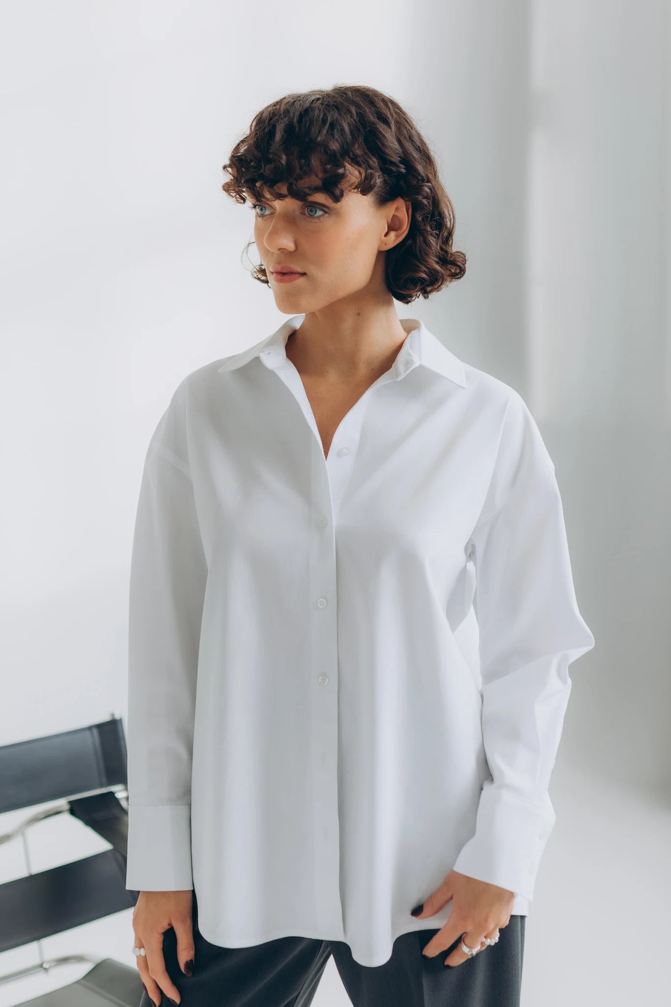 Ladies' White Oxford Button-Down Shirt