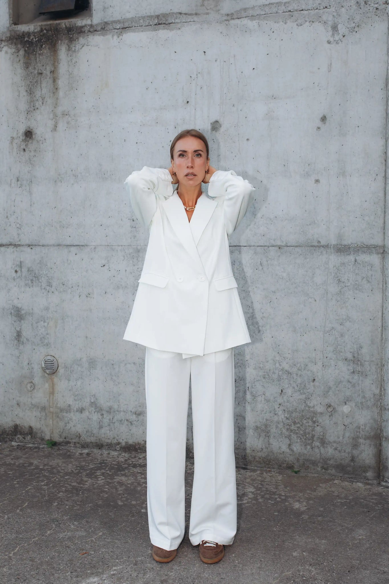 Ladies white double breasted blazer