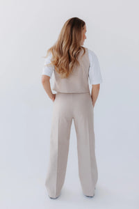 Light beige wide-leg trousers