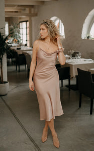 Light pink silk slip dress