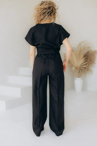 Linen pants black womens