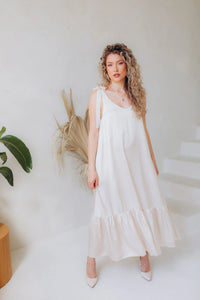 Long cream flowy dress