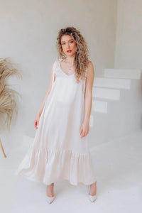 Long cream flowy dress