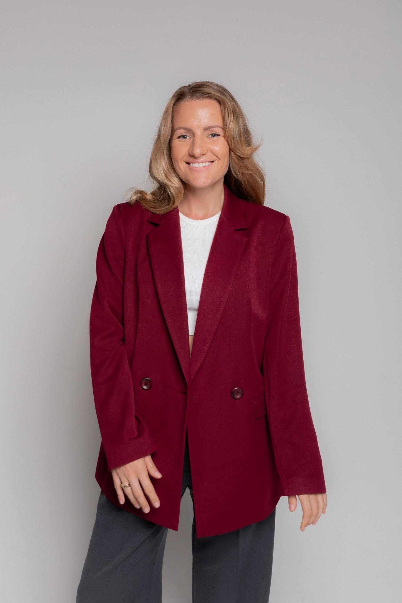Burgundy Blazer for Ladies ETANNA - Main Image