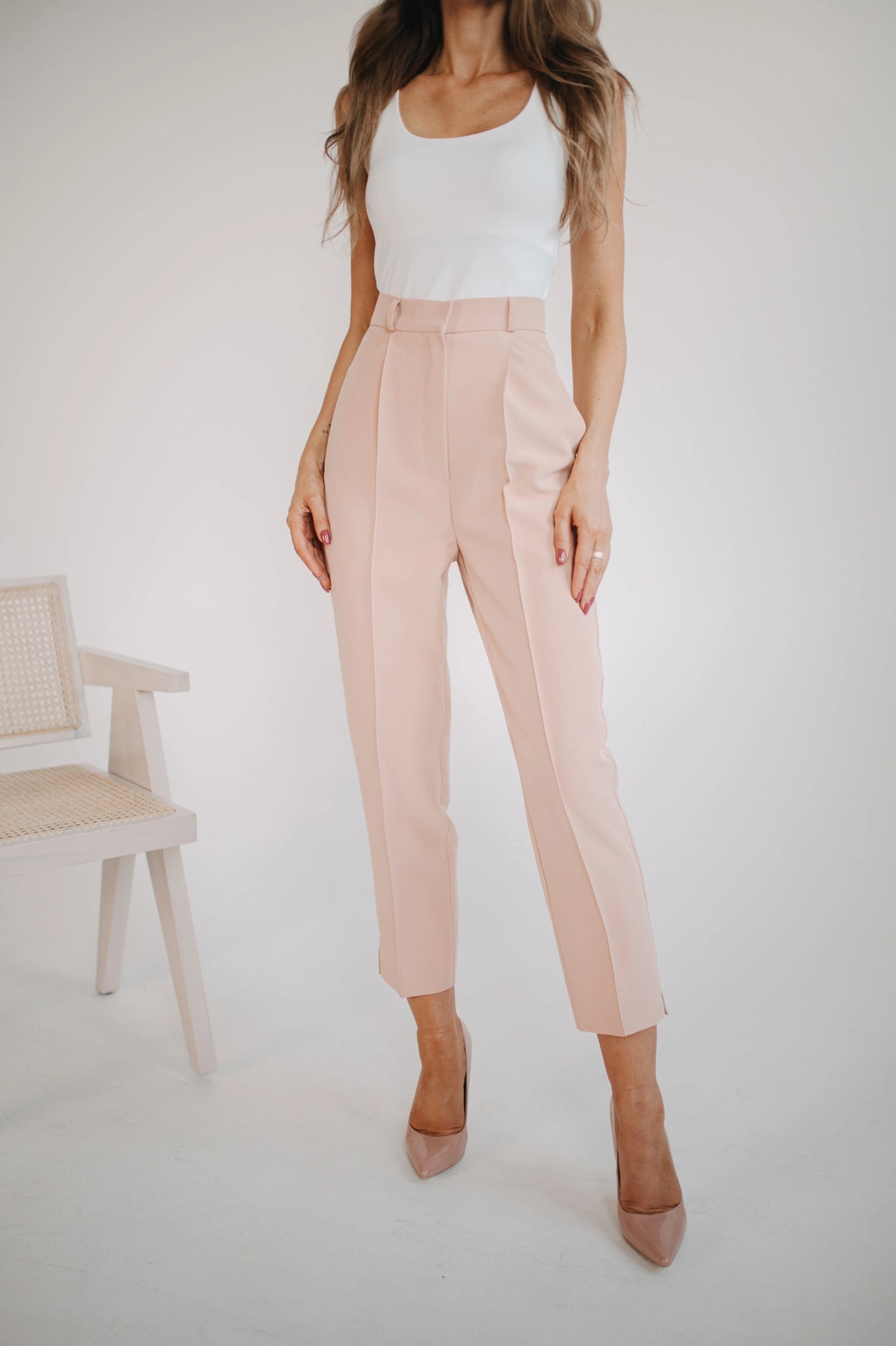 Peach high waisted trousers