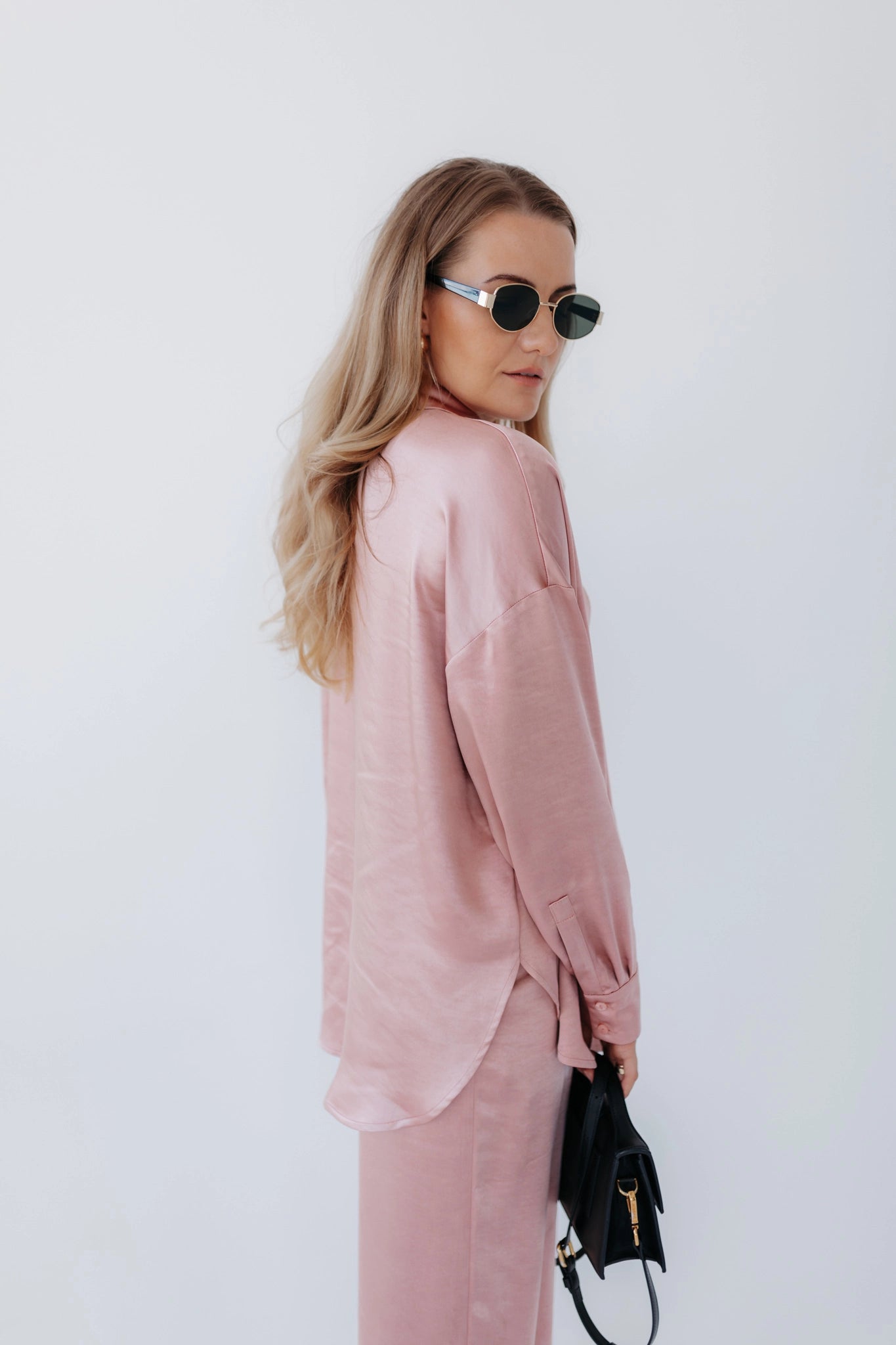 Satin peach blouse