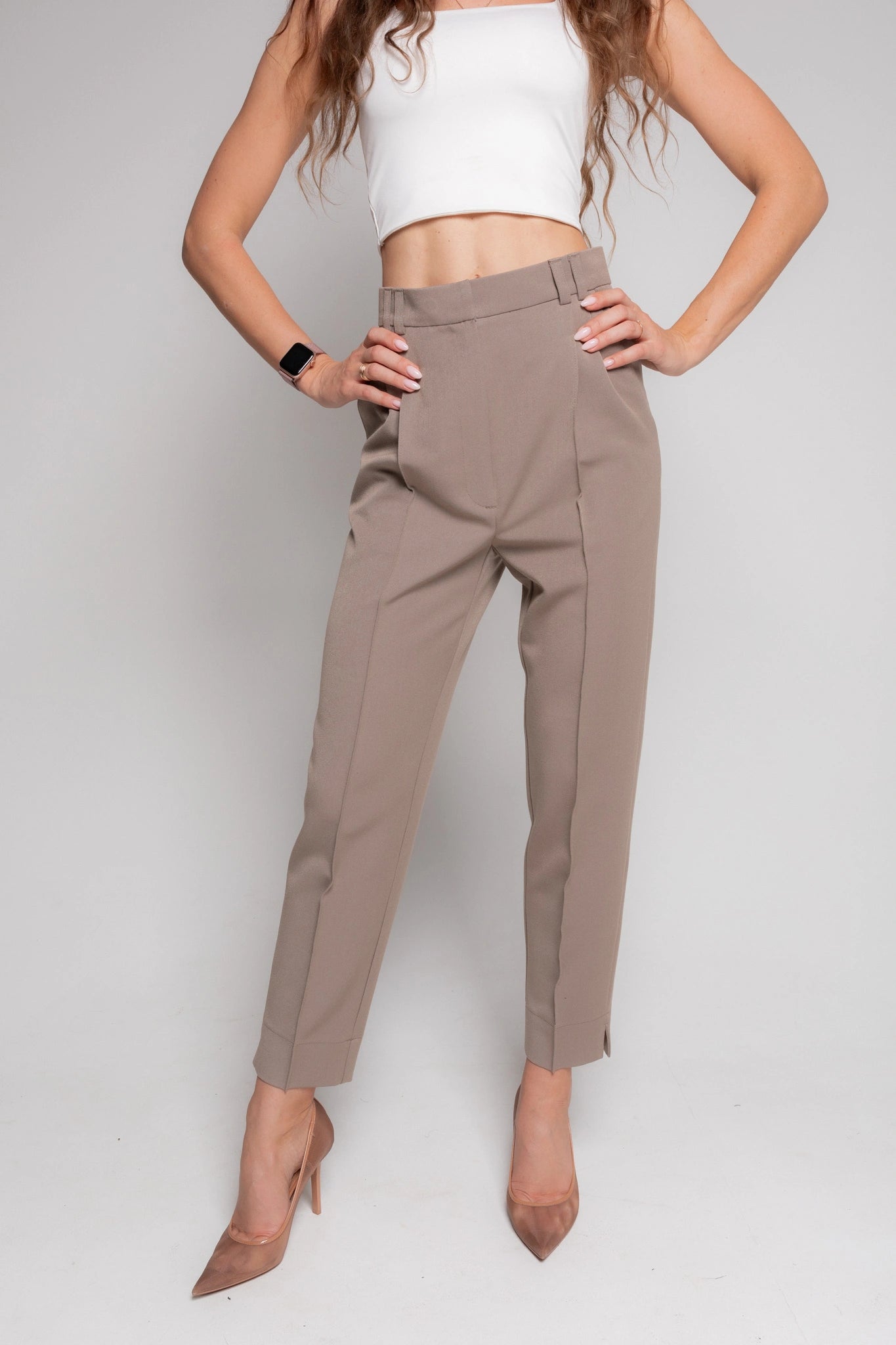 Taupe Dress Pants for Women ETANNA