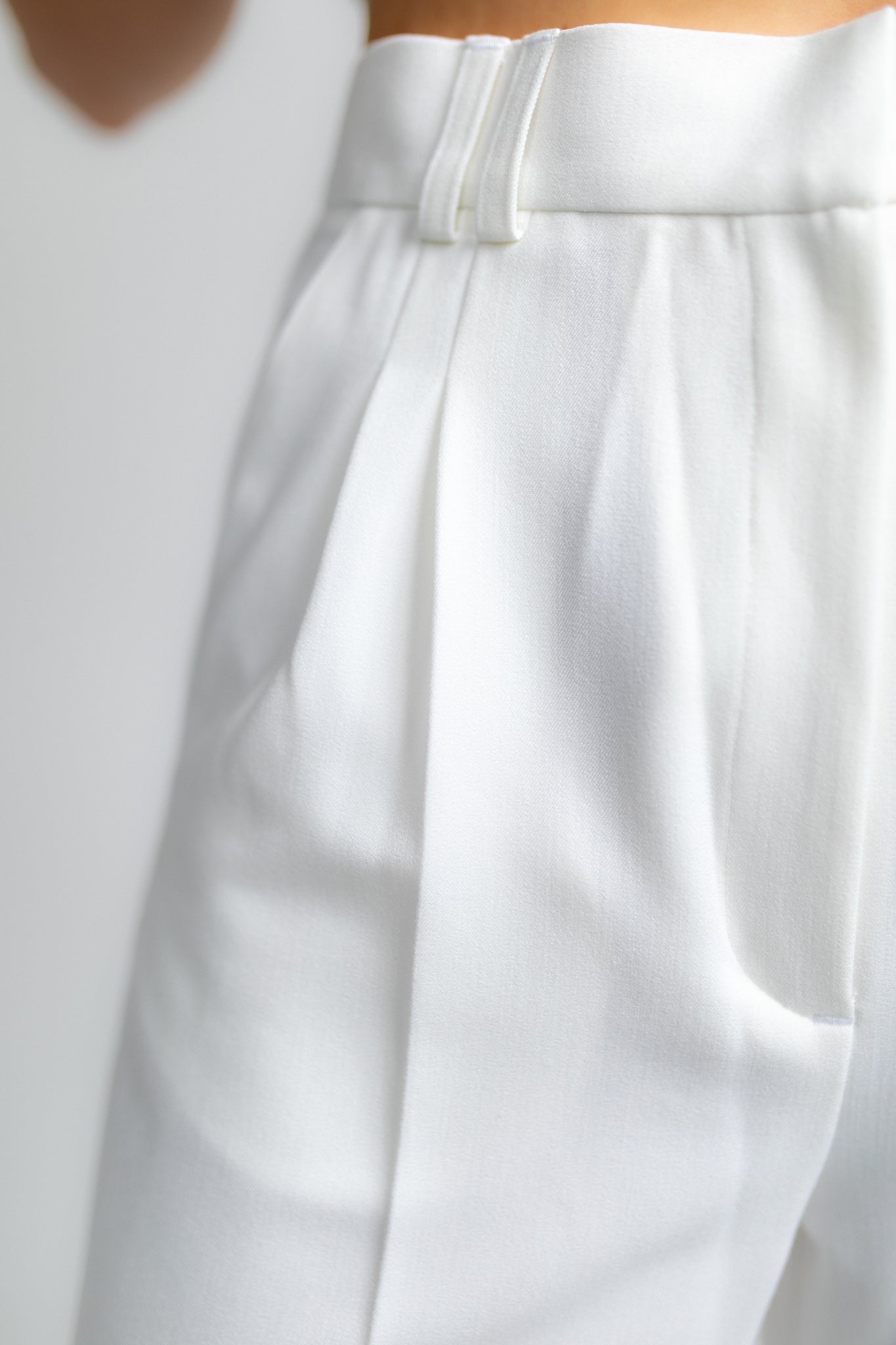 White high waisted wide leg trousers