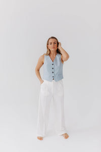 White wide leg pants