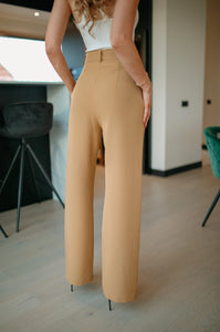 Wide leg camel trousers