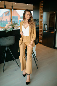 Womens camel tie waist blazer